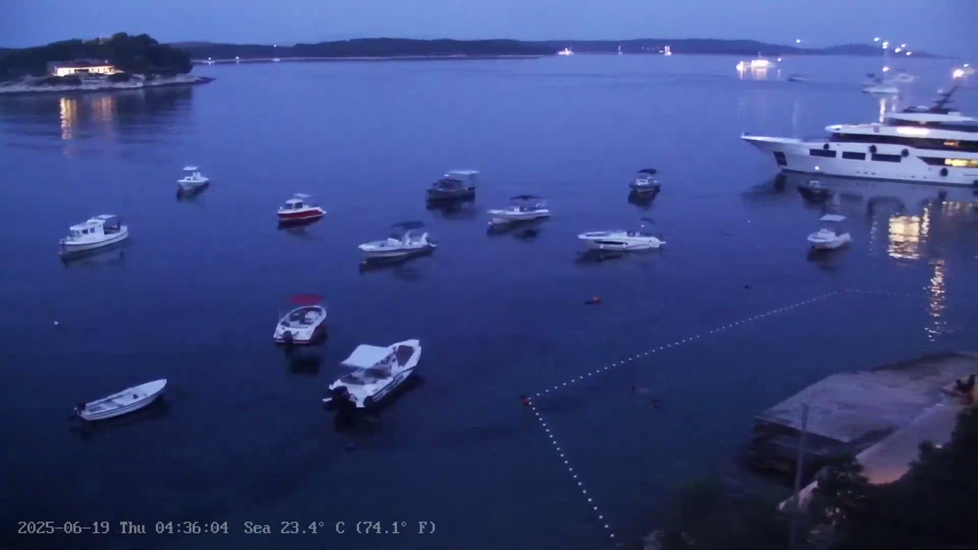 Dalmatia, Hvar Town  & Adriatic Coast Beach Kriza Panaromic Live Cam - Hvar, Grad Hvar, Split-Dalmatia, Croatia