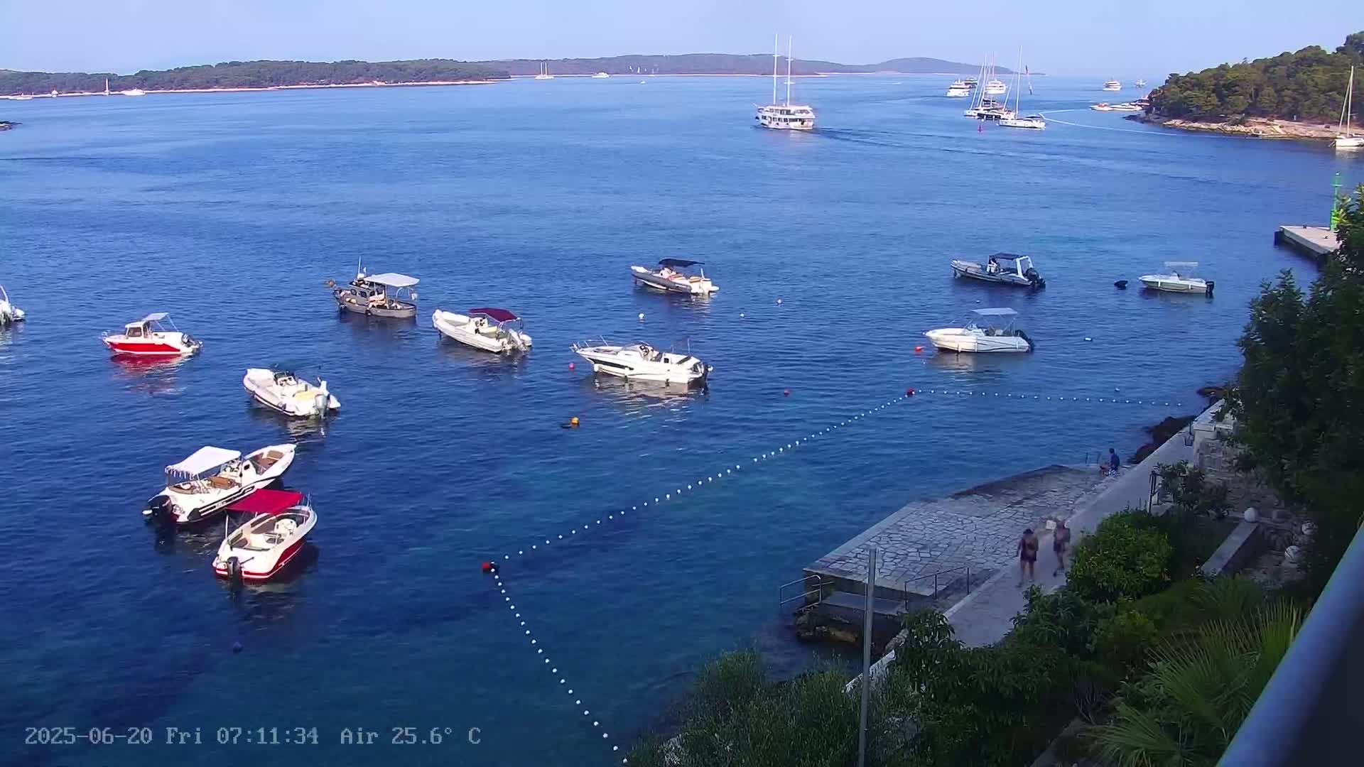 Dalmatia, Hvar Town  & Adriatic Coast Beach Kriza Panaromic Live Cam - Hvar, Grad Hvar, Split-Dalmatia, Croatia