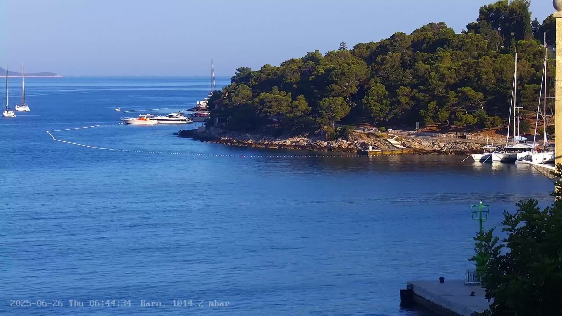 Dalmatia, Hvar Town  & Adriatic Coast Beach Kriza Panaromic Live Cam - Hvar, Grad Hvar, Split-Dalmatia, Croatia