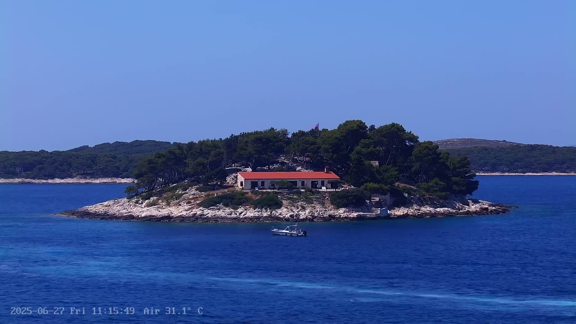 Dalmatia, Hvar Town  & Adriatic Coast Beach Kriza Panaromic Live Cam - Hvar, Grad Hvar, Split-Dalmatia, Croatia