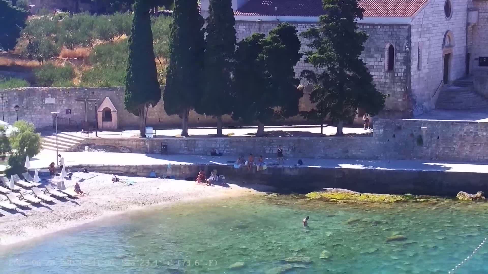 Dalmatia, Hvar Town  & Adriatic Coast Beach Kriza Panaromic Live Cam - Hvar, Grad Hvar, Split-Dalmatia, Croatia