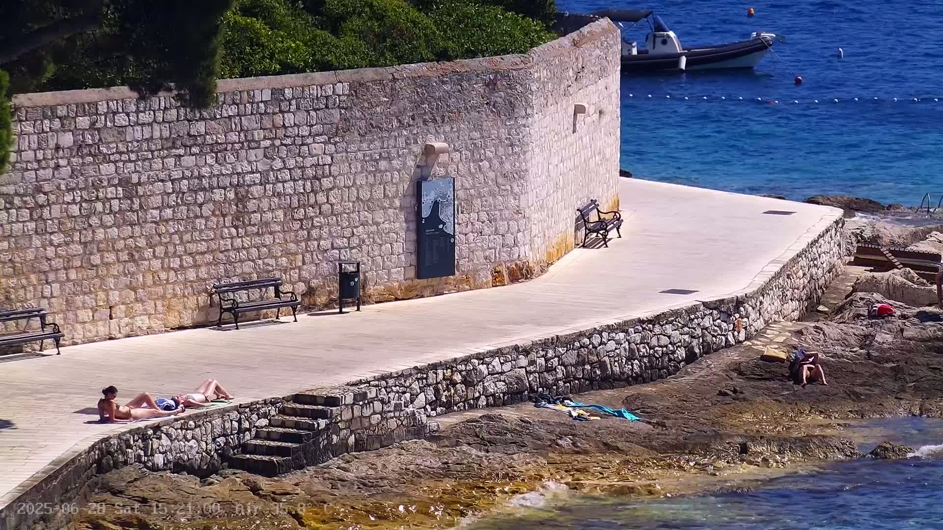 Dalmatia, Hvar Town  & Adriatic Coast Beach Kriza Panaromic Live Cam - Hvar, Grad Hvar, Split-Dalmatia, Croatia