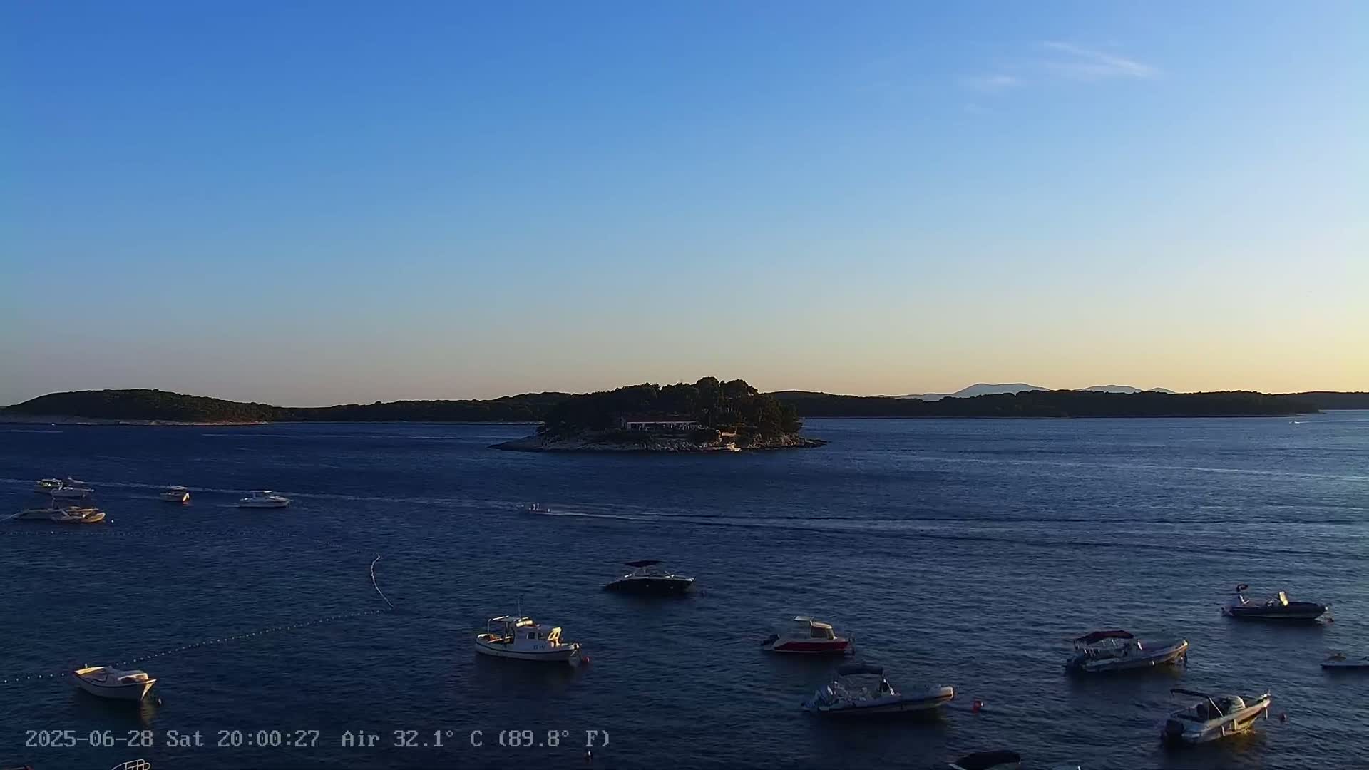 Dalmatia, Hvar Town  & Adriatic Coast Beach Kriza Panaromic Live Cam - Hvar, Grad Hvar, Split-Dalmatia, Croatia