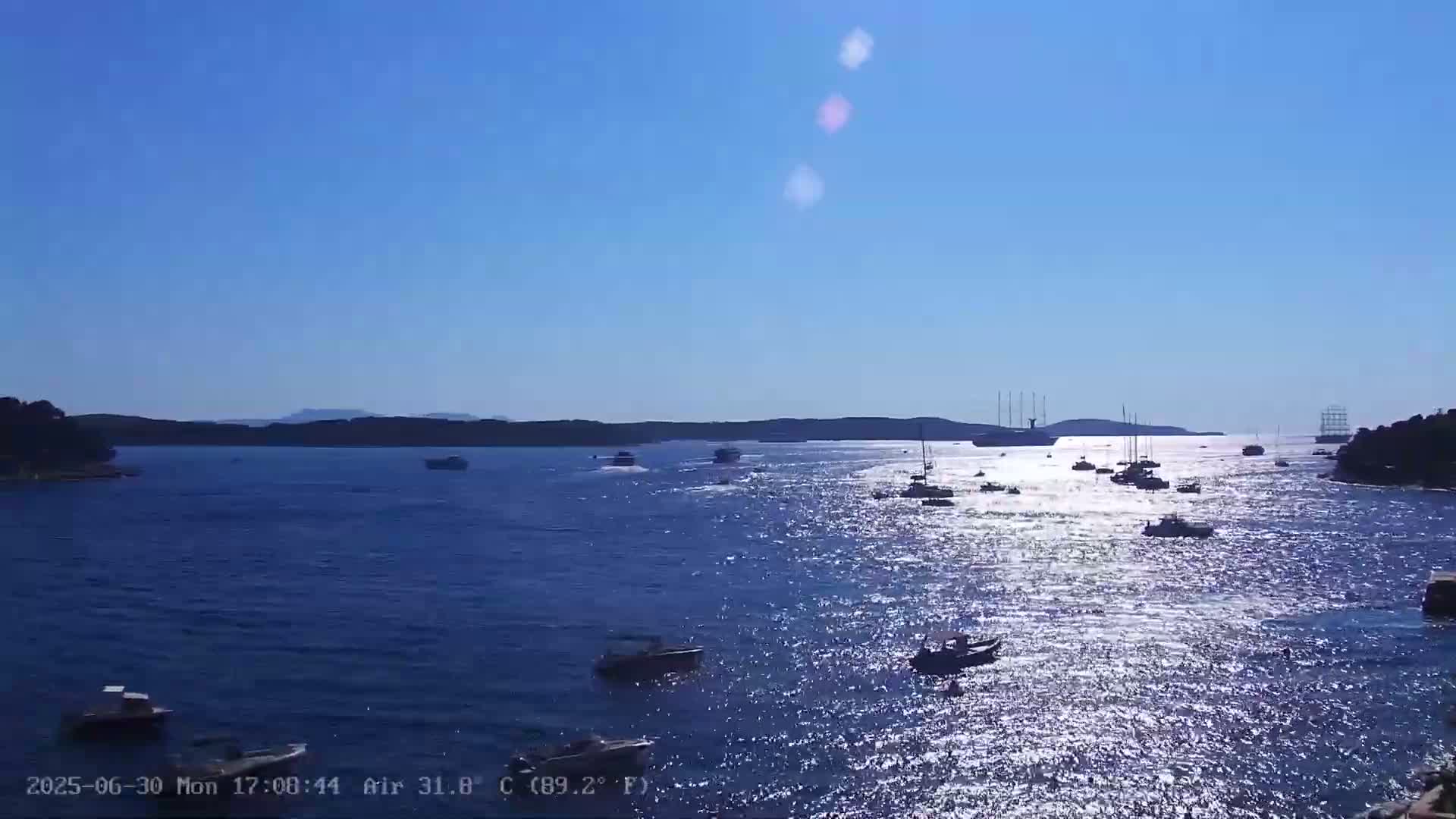 Dalmatia, Hvar Town  & Adriatic Coast Beach Kriza Panaromic Live Cam - Hvar, Grad Hvar, Split-Dalmatia, Croatia