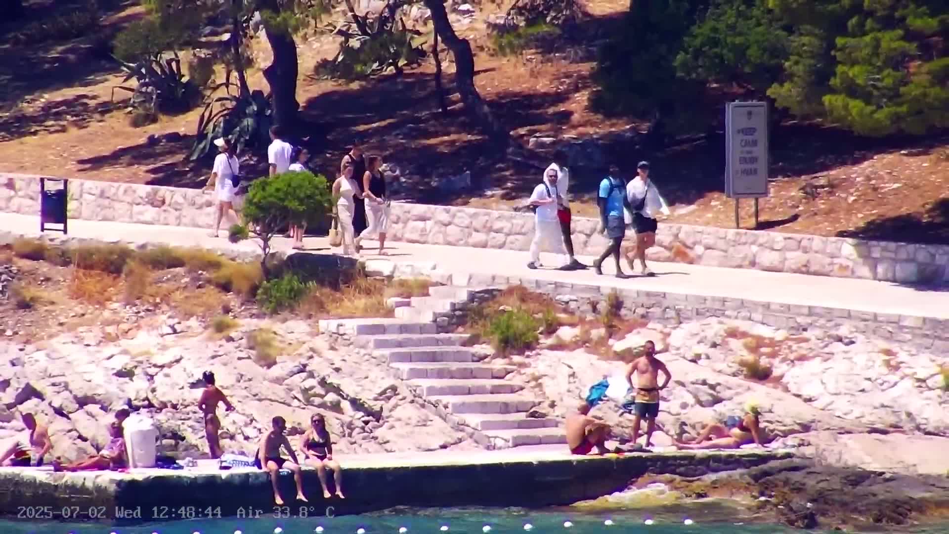 Dalmatia, Hvar Town  & Adriatic Coast Beach Kriza Panaromic Live Cam - Hvar, Grad Hvar, Split-Dalmatia, Croatia