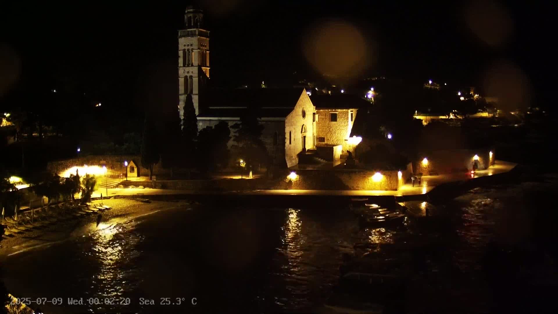 Dalmatia, Hvar Town  & Adriatic Coast Beach Kriza Panaromic Live Cam - Hvar, Grad Hvar, Split-Dalmatia, Croatia