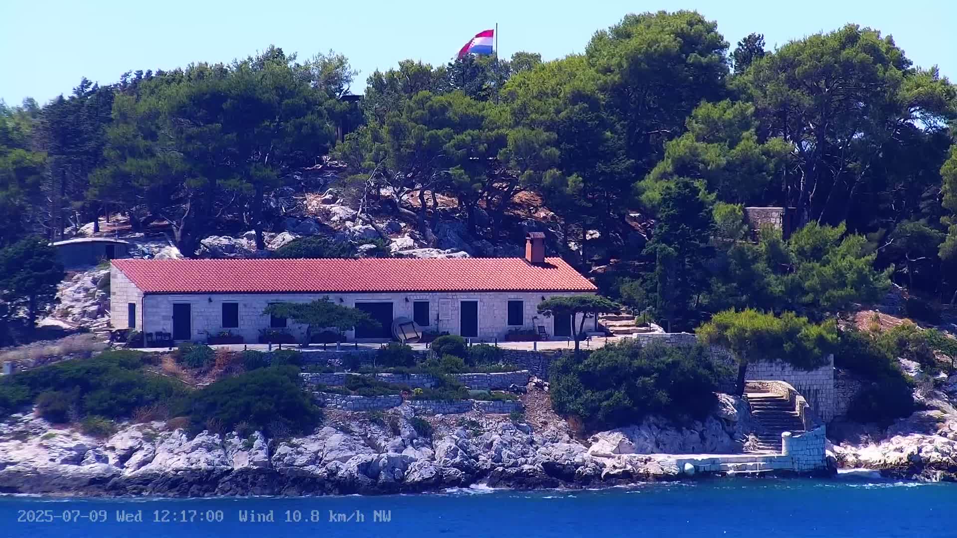 Dalmatia, Hvar Town  & Adriatic Coast Beach Kriza Panaromic Live Cam - Hvar, Grad Hvar, Split-Dalmatia, Croatia