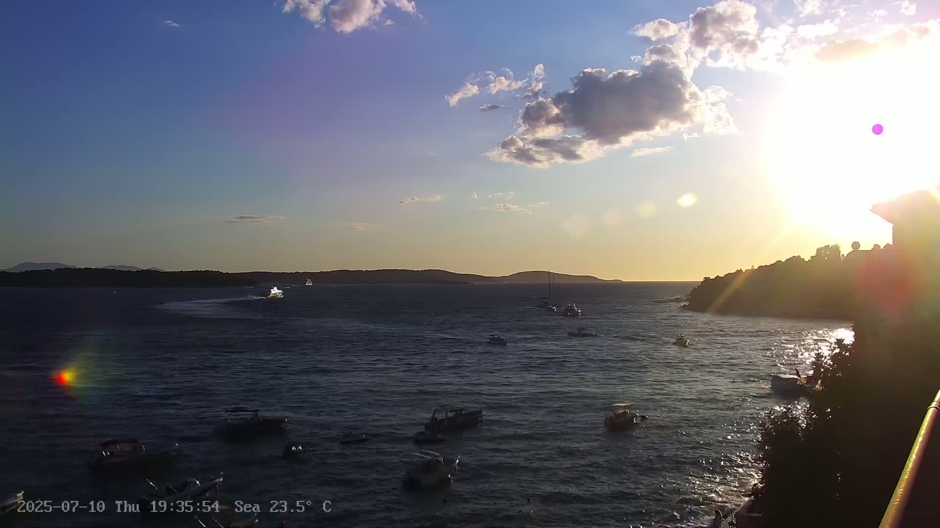 Dalmatia, Hvar Town  & Adriatic Coast Beach Kriza Panaromic Live Cam - Hvar, Grad Hvar, Split-Dalmatia, Croatia