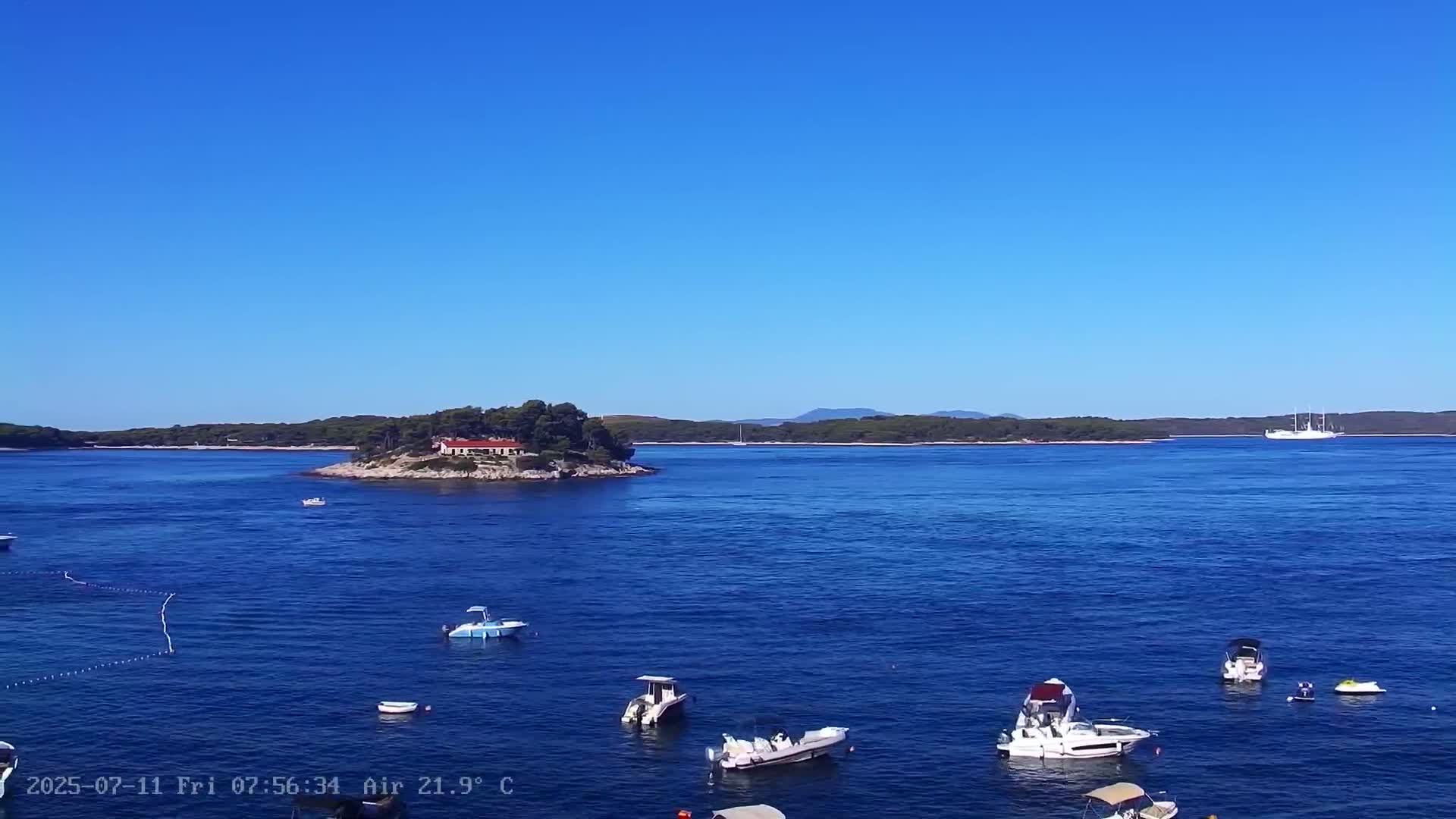 Dalmatia, Hvar Town  & Adriatic Coast Beach Kriza Panaromic Live Cam - Hvar, Grad Hvar, Split-Dalmatia, Croatia