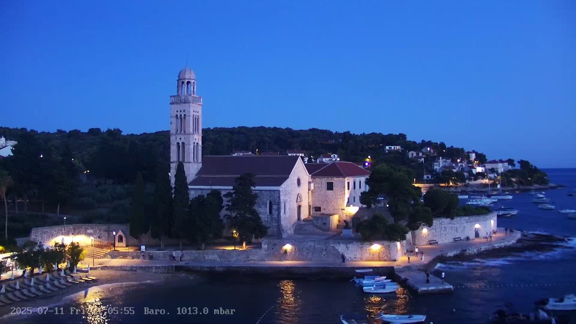 Dalmatia, Hvar Town  & Adriatic Coast Beach Kriza Panaromic Live Cam - Hvar, Grad Hvar, Split-Dalmatia, Croatia
