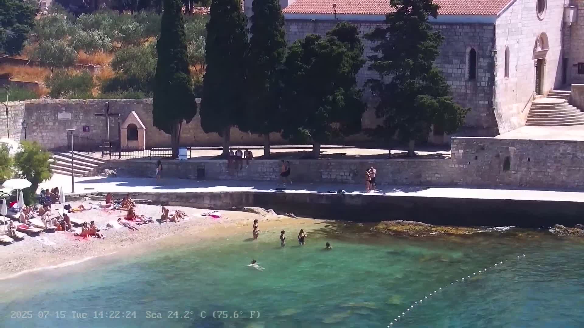Dalmatia, Hvar Town  & Adriatic Coast Beach Kriza Panaromic Live Cam - Hvar, Grad Hvar, Split-Dalmatia, Croatia