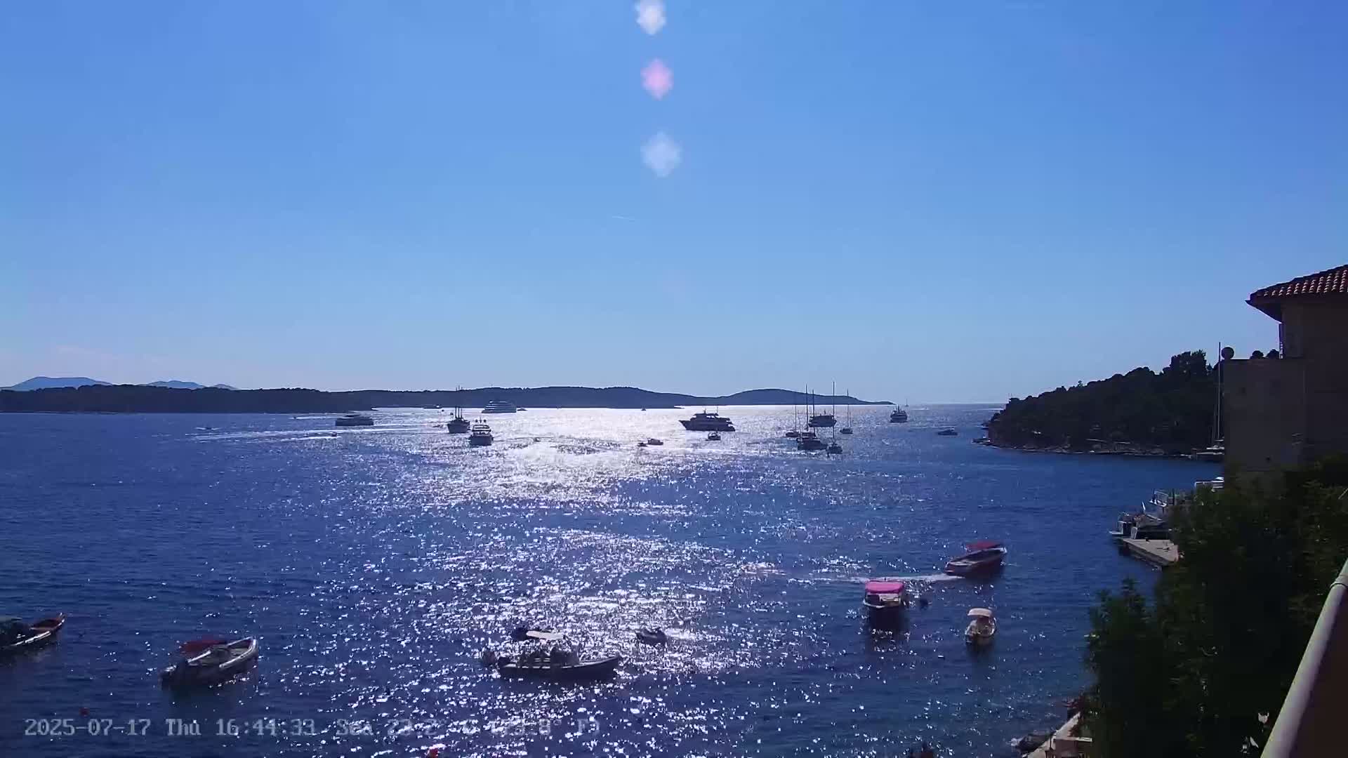 Dalmatia, Hvar Town  & Adriatic Coast Beach Kriza Panaromic Live Cam - Hvar, Grad Hvar, Split-Dalmatia, Croatia