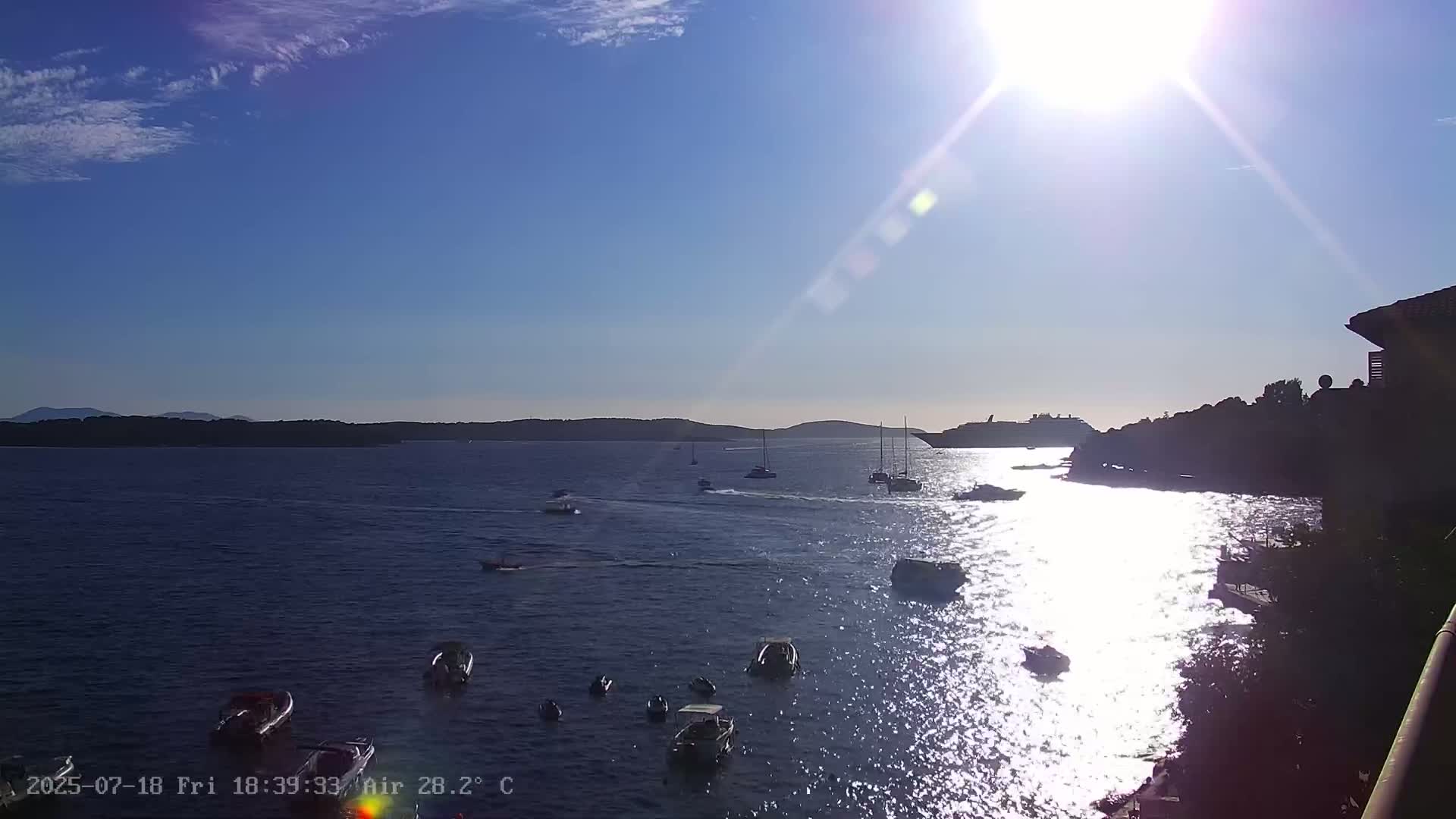 Dalmatia, Hvar Town  & Adriatic Coast Beach Kriza Panaromic Live Cam - Hvar, Grad Hvar, Split-Dalmatia, Croatia