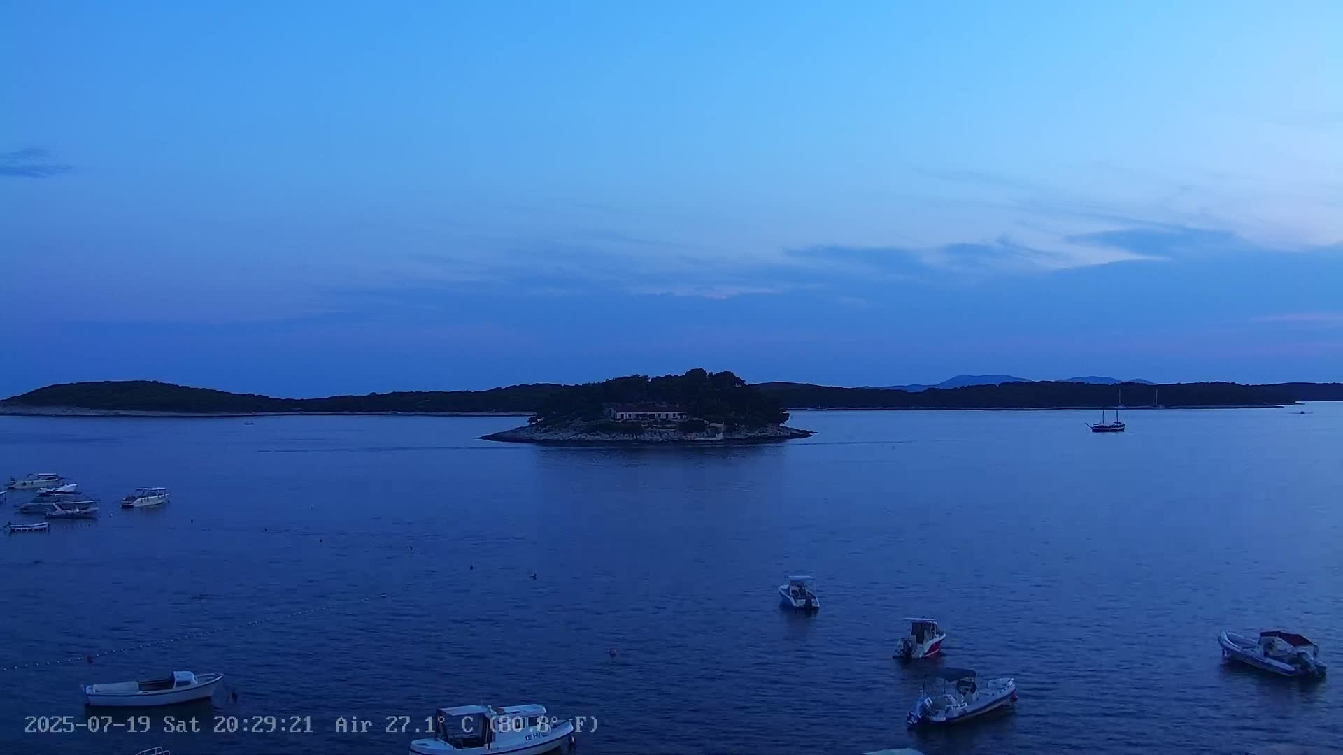 Dalmatia, Hvar Town  & Adriatic Coast Beach Kriza Panaromic Live Cam - Hvar, Grad Hvar, Split-Dalmatia, Croatia