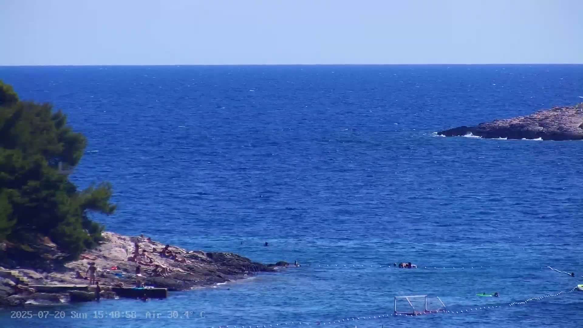 Dalmatia, Hvar Town  & Adriatic Coast Beach Kriza Panaromic Live Cam - Hvar, Grad Hvar, Split-Dalmatia, Croatia