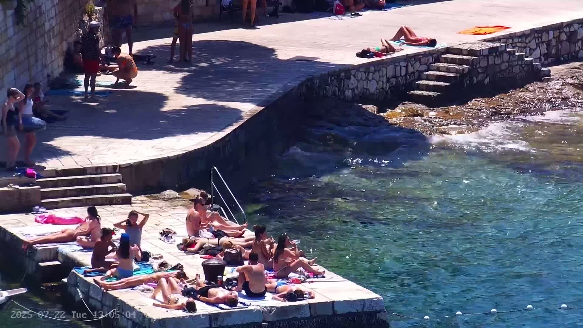 Dalmatia, Hvar Town  & Adriatic Coast Beach Kriza Panaromic Live Cam - Hvar, Grad Hvar, Split-Dalmatia, Croatia