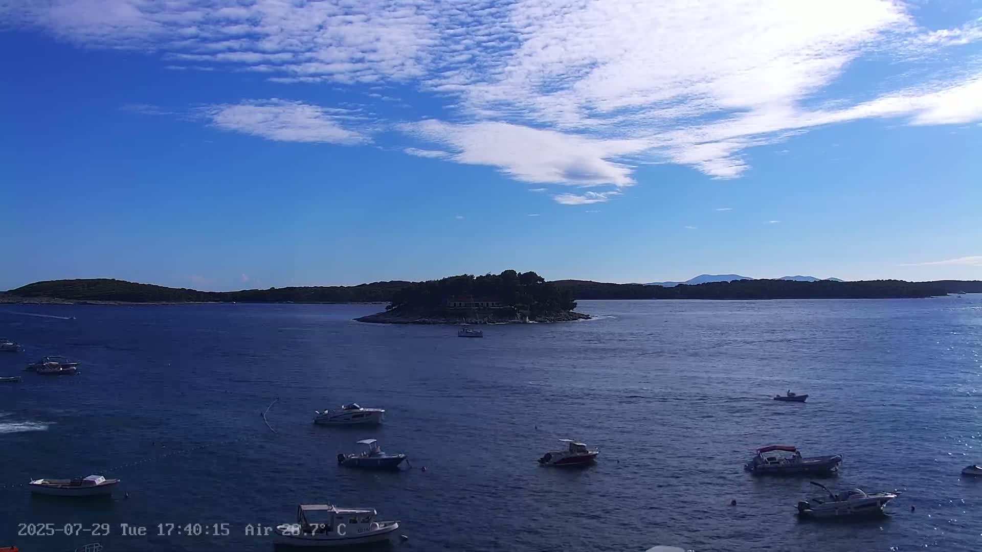 Dalmatia, Hvar Town  & Adriatic Coast Beach Kriza Panaromic Live Cam - Hvar, Grad Hvar, Split-Dalmatia, Croatia