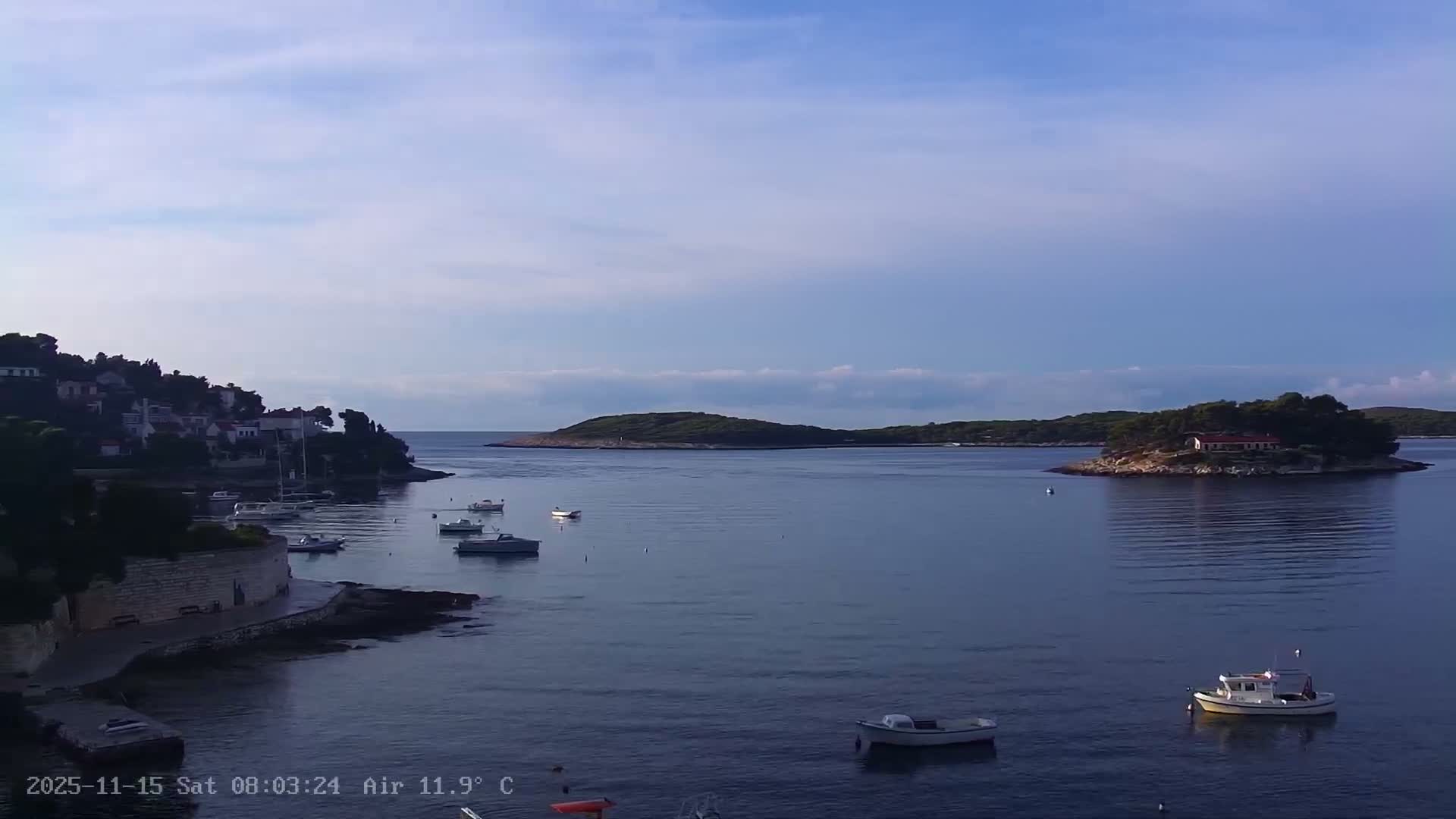Dalmatia, Hvar Town  & Adriatic Coast Beach Kriza Panaromic Live Cam - Hvar, Grad Hvar, Split-Dalmatia, Croatia