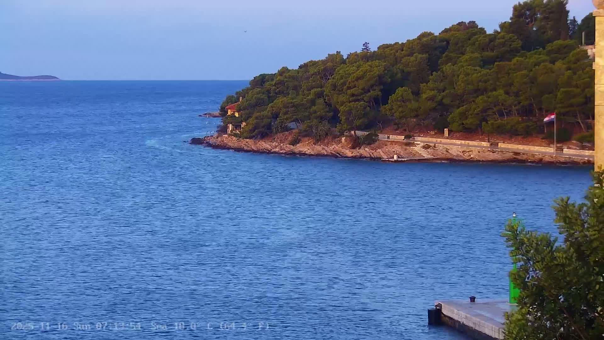 Dalmatia, Hvar Town  & Adriatic Coast Beach Kriza Panaromic Live Cam - Hvar, Grad Hvar, Split-Dalmatia, Croatia