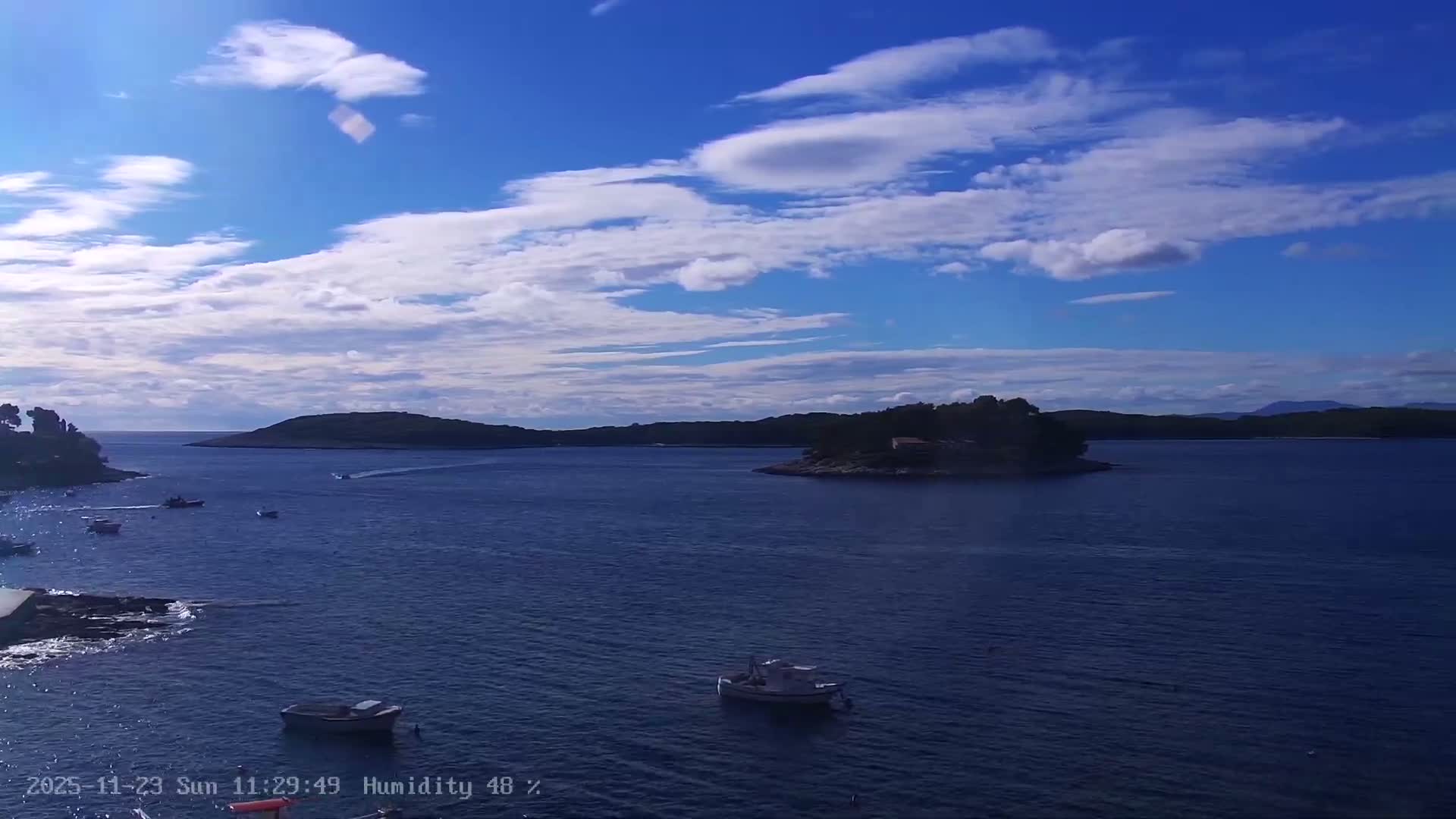 Dalmatia, Hvar Town  & Adriatic Coast Beach Kriza Panaromic Live Cam - Hvar, Grad Hvar, Split-Dalmatia, Croatia