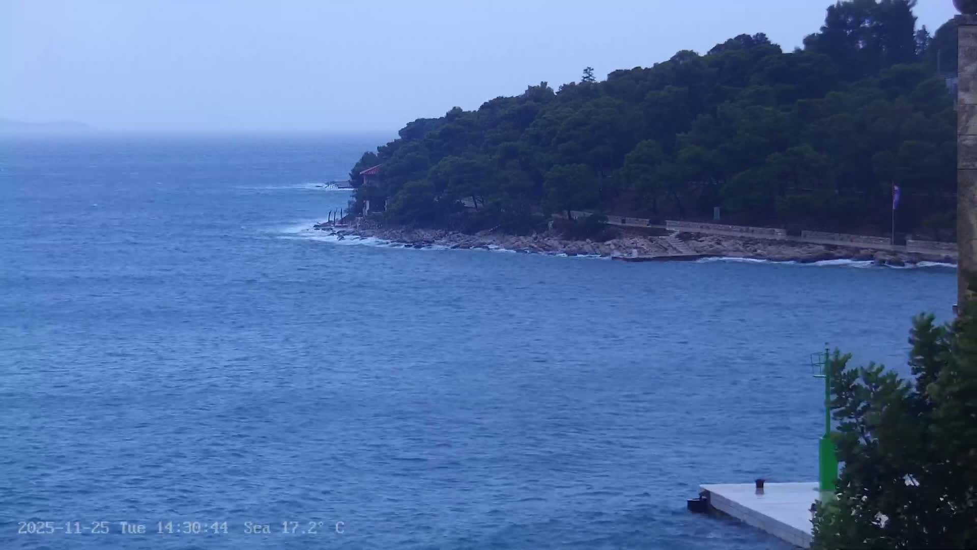 Dalmatia, Hvar Town  & Adriatic Coast Beach Kriza Panaromic Live Cam - Hvar, Grad Hvar, Split-Dalmatia, Croatia