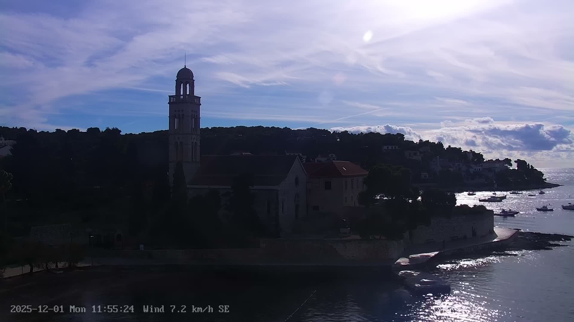 Dalmatia, Hvar Town  & Adriatic Coast Beach Kriza Panaromic Live Cam - Hvar, Grad Hvar, Split-Dalmatia, Croatia