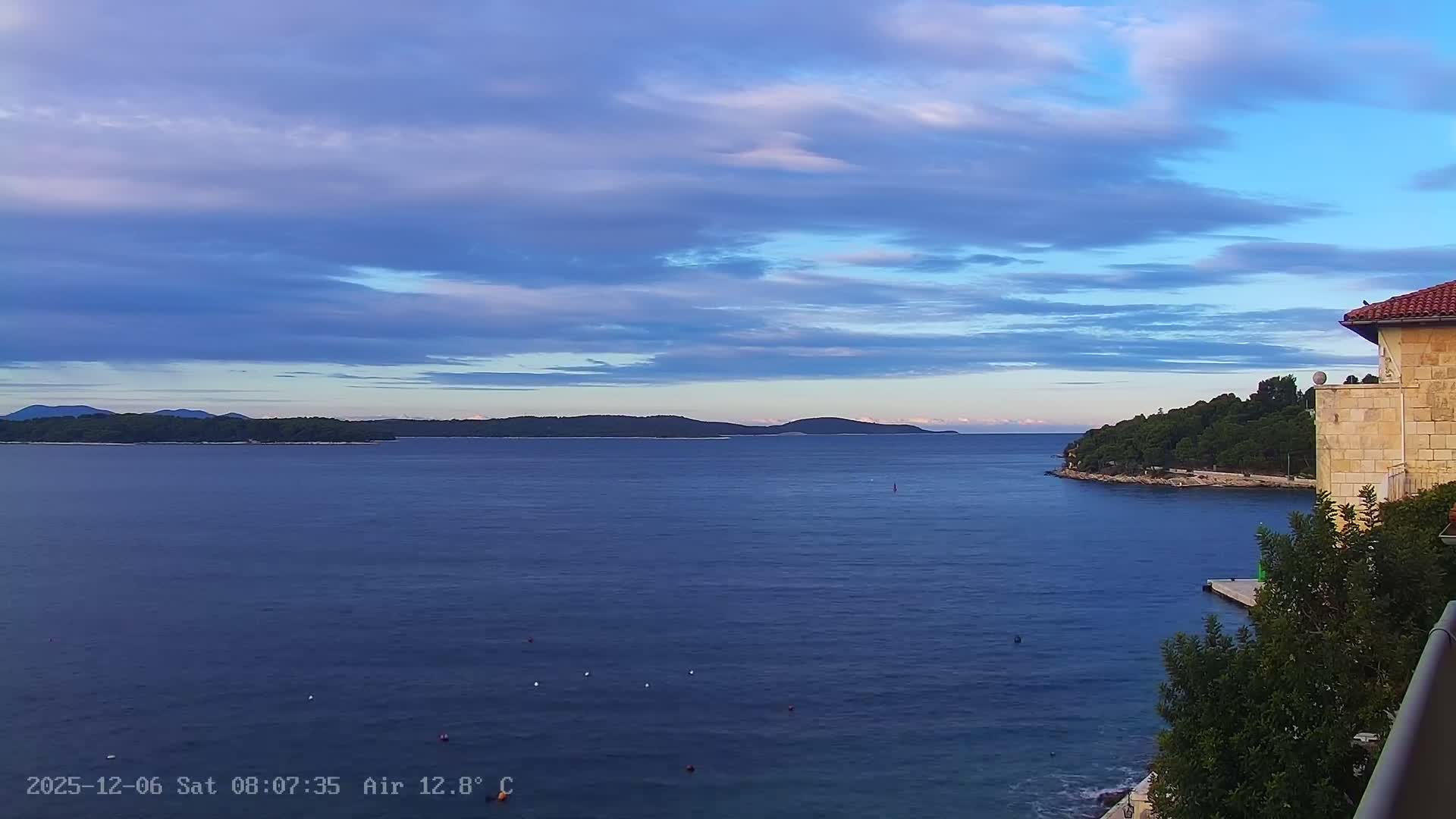 Dalmatia, Hvar Town  & Adriatic Coast Beach Kriza Panaromic Live Cam - Hvar, Grad Hvar, Split-Dalmatia, Croatia