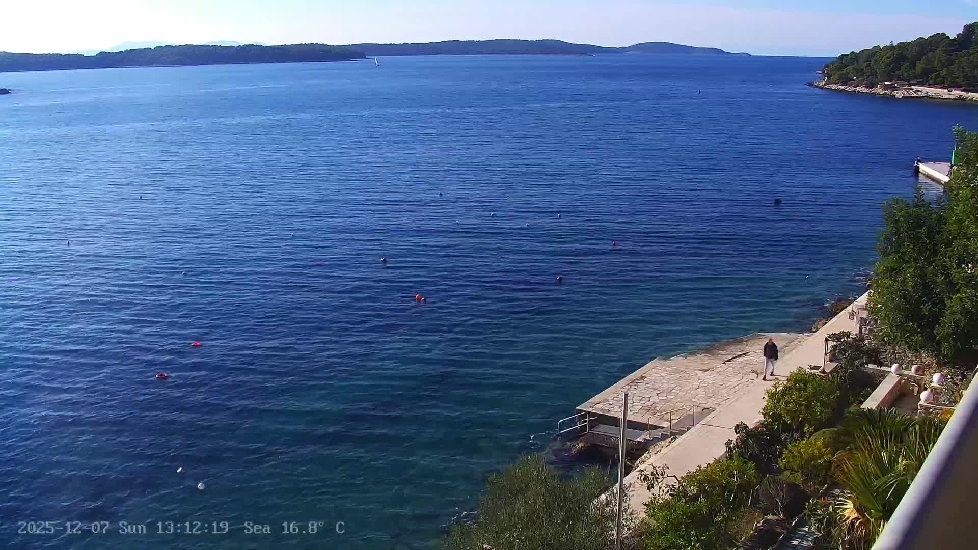 Dalmatia, Hvar Town  & Adriatic Coast Beach Kriza Panaromic Live Cam - Hvar, Grad Hvar, Split-Dalmatia, Croatia