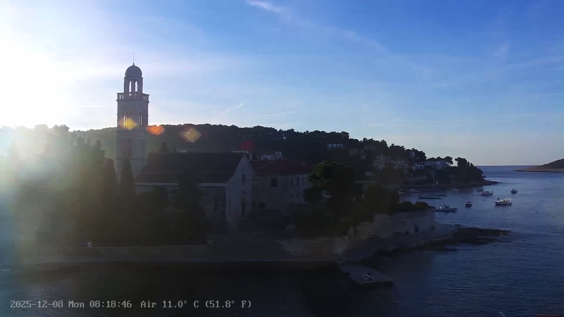 Dalmatia, Hvar Town  & Adriatic Coast Beach Kriza Panaromic Live Cam - Hvar, Grad Hvar, Split-Dalmatia, Croatia