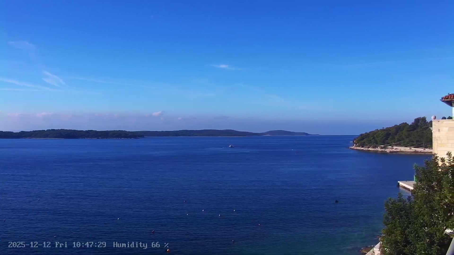 Dalmatia, Hvar Town  & Adriatic Coast Beach Kriza Panaromic Live Cam - Hvar, Grad Hvar, Split-Dalmatia, Croatia