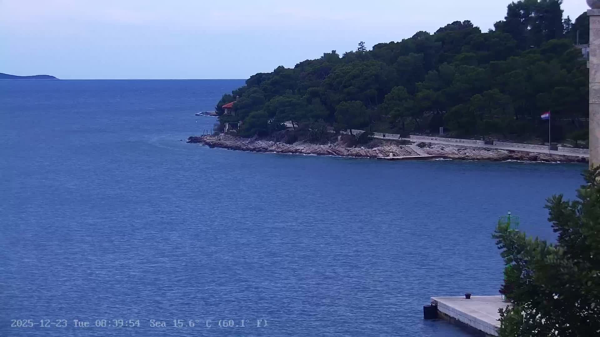 Dalmatia, Hvar Town  & Adriatic Coast Beach Kriza Panaromic Live Cam - Hvar, Grad Hvar, Split-Dalmatia, Croatia