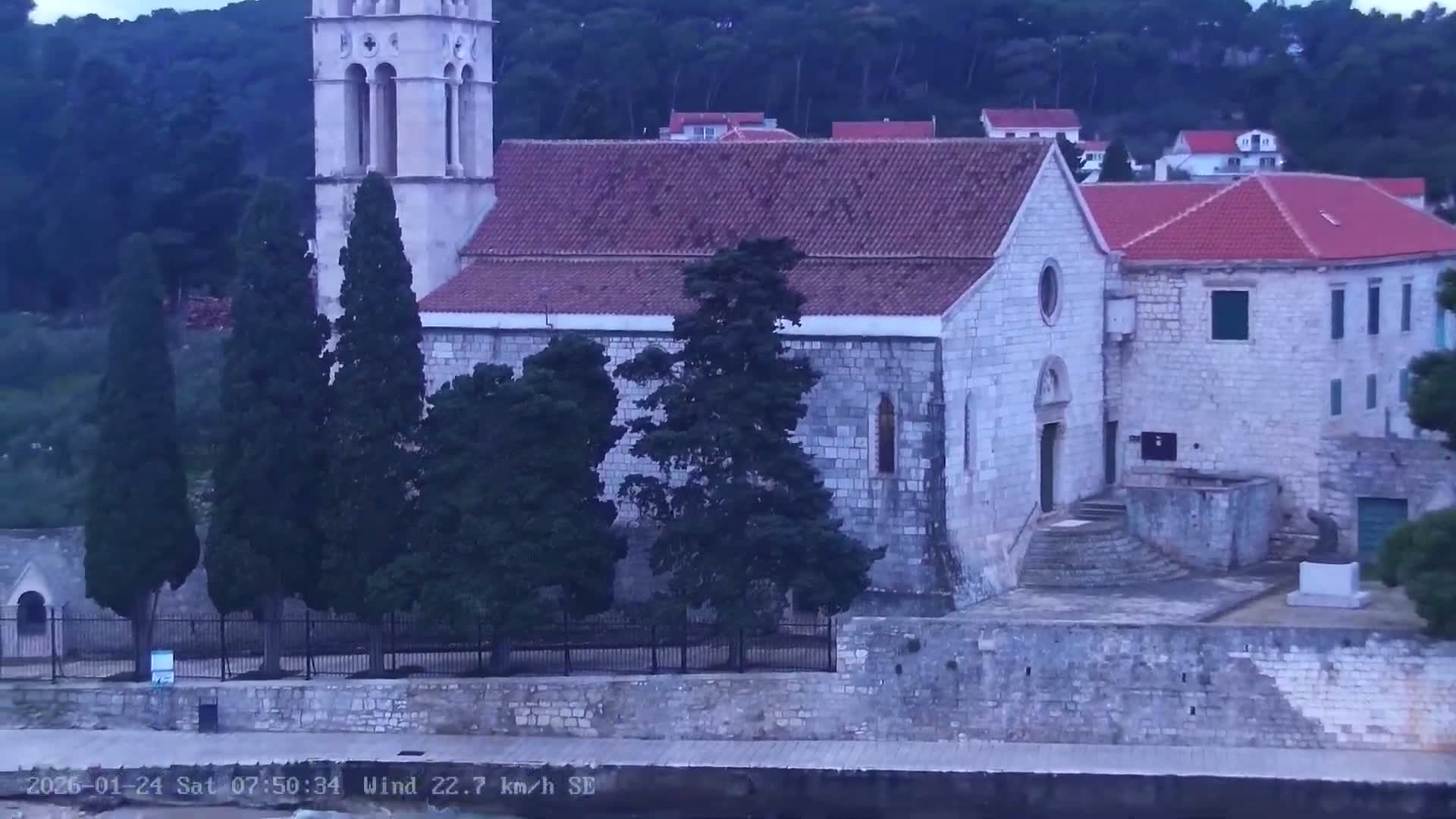 Dalmatia, Hvar Town  & Adriatic Coast Beach Kriza Panaromic Live Cam - Hvar, Grad Hvar, Split-Dalmatia, Croatia