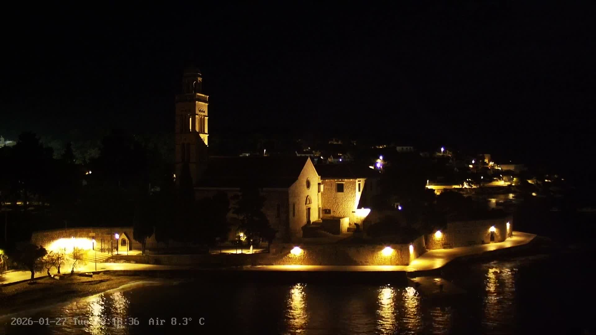 Dalmatia, Hvar Town  & Adriatic Coast Beach Kriza Panaromic Live Cam - Hvar, Grad Hvar, Split-Dalmatia, Croatia