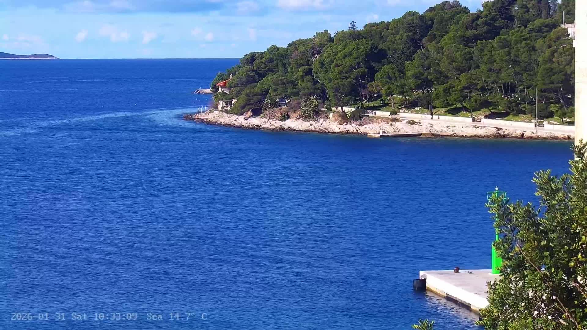 Dalmatia, Hvar Town  & Adriatic Coast Beach Kriza Panaromic Live Cam - Hvar, Grad Hvar, Split-Dalmatia, Croatia
