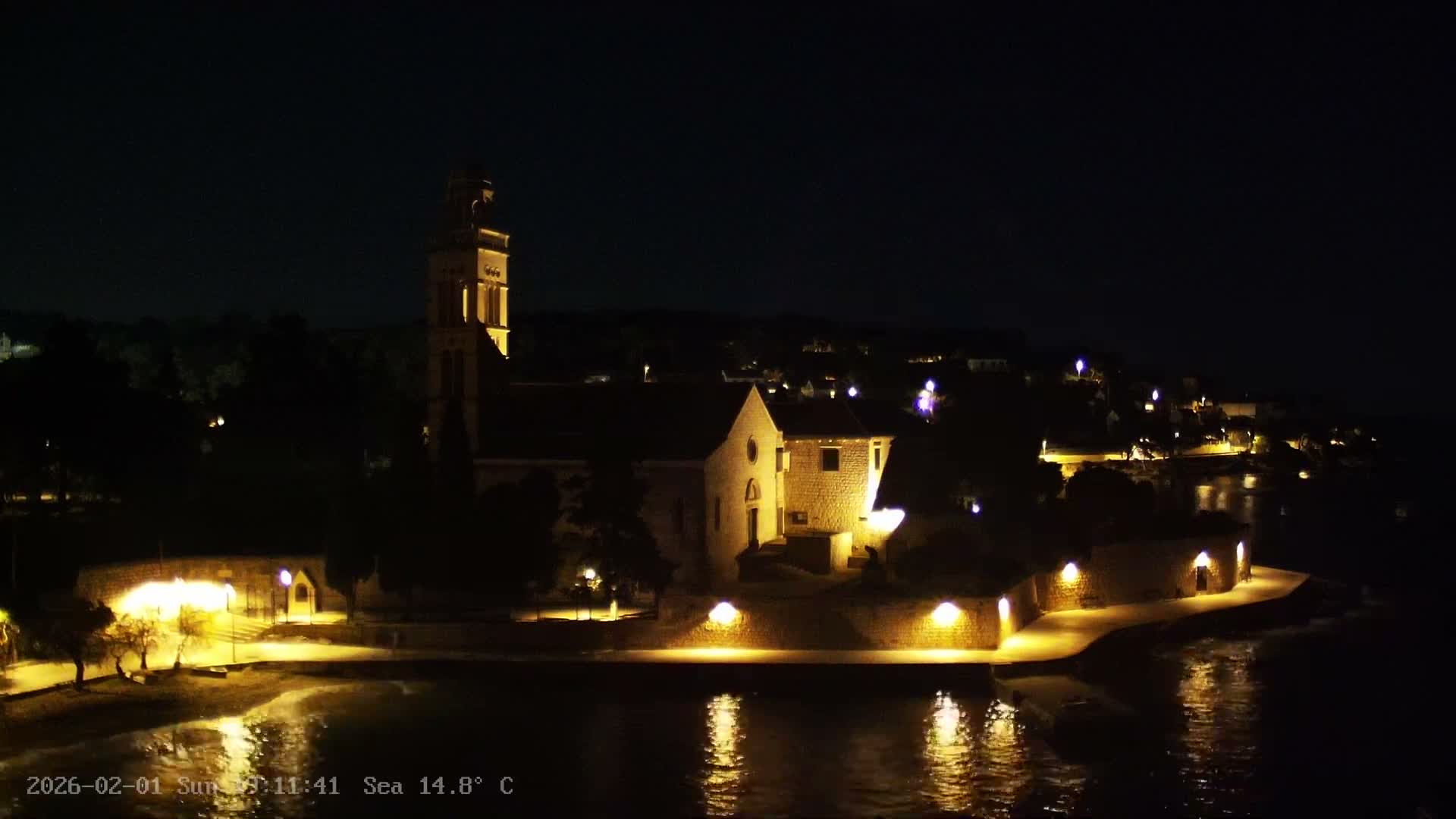 Dalmatia, Hvar Town  & Adriatic Coast Beach Kriza Panaromic Live Cam - Hvar, Grad Hvar, Split-Dalmatia, Croatia