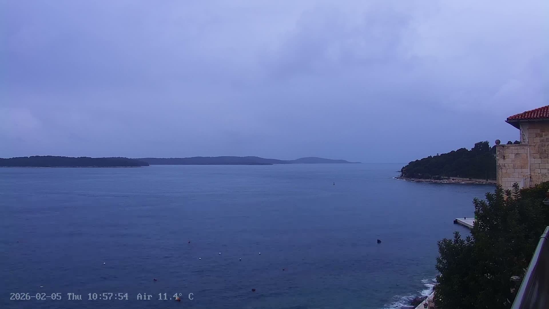 Dalmatia, Hvar Town  & Adriatic Coast Beach Kriza Panaromic Live Cam - Hvar, Grad Hvar, Split-Dalmatia, Croatia