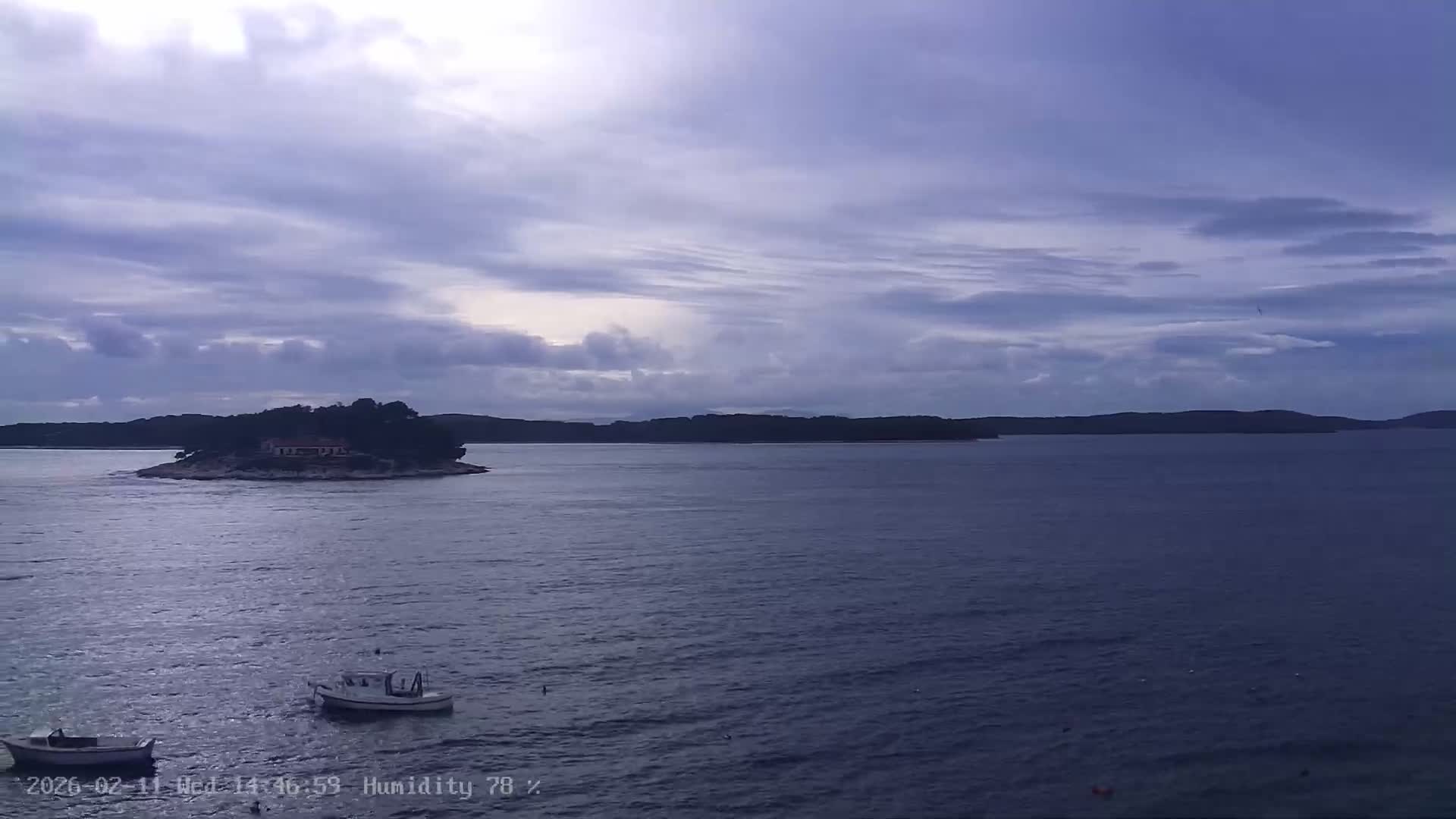 Dalmatia, Hvar Town  & Adriatic Coast Beach Kriza Panaromic Live Cam - Hvar, Grad Hvar, Split-Dalmatia, Croatia