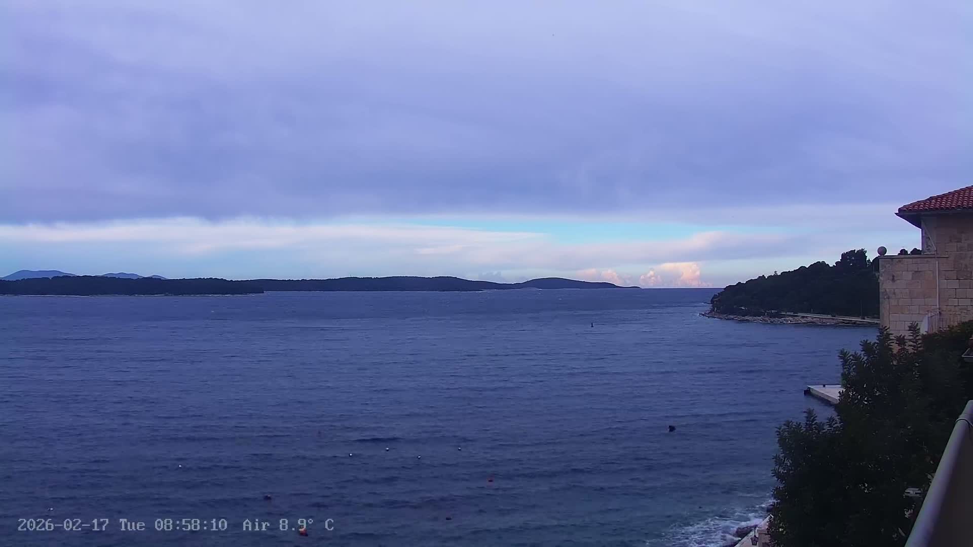 Dalmatia, Hvar Town  & Adriatic Coast Beach Kriza Panaromic Live Cam - Hvar, Grad Hvar, Split-Dalmatia, Croatia