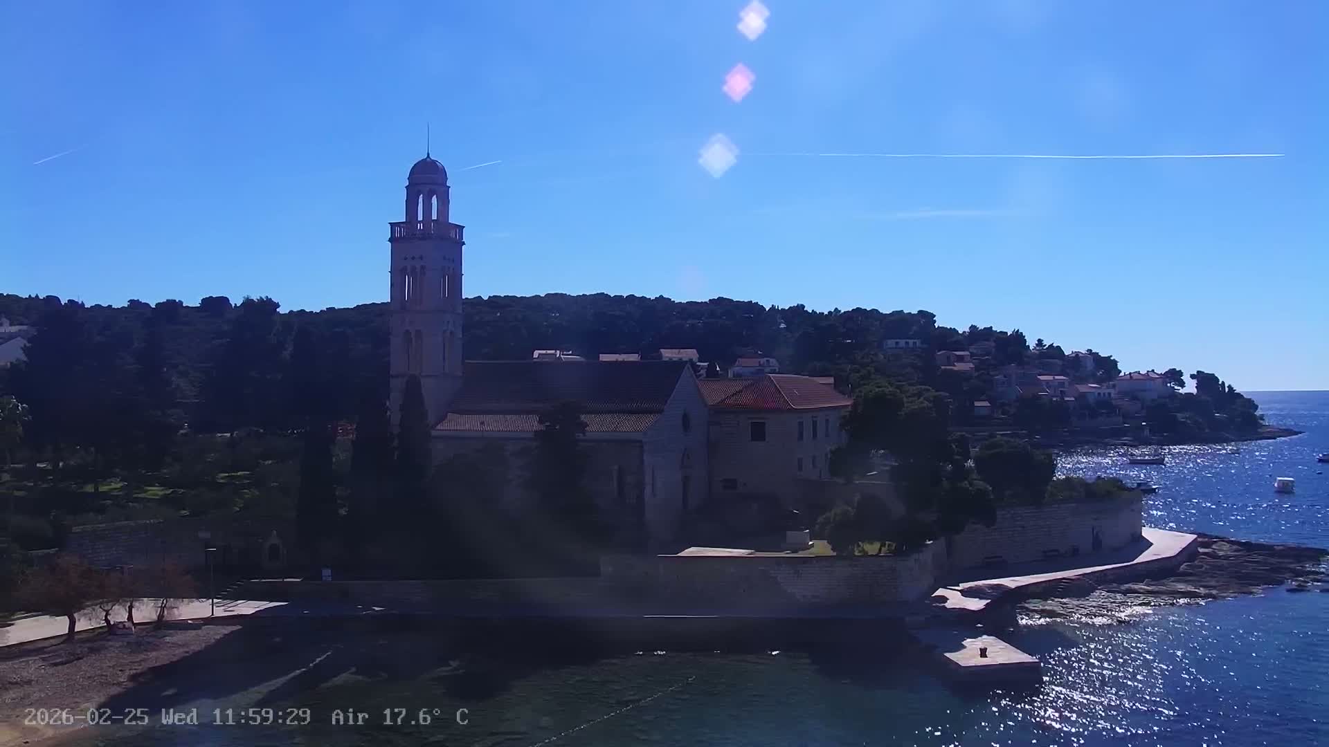 Dalmatia, Hvar Town  & Adriatic Coast Beach Kriza Panaromic Live Cam - Hvar, Grad Hvar, Split-Dalmatia, Croatia