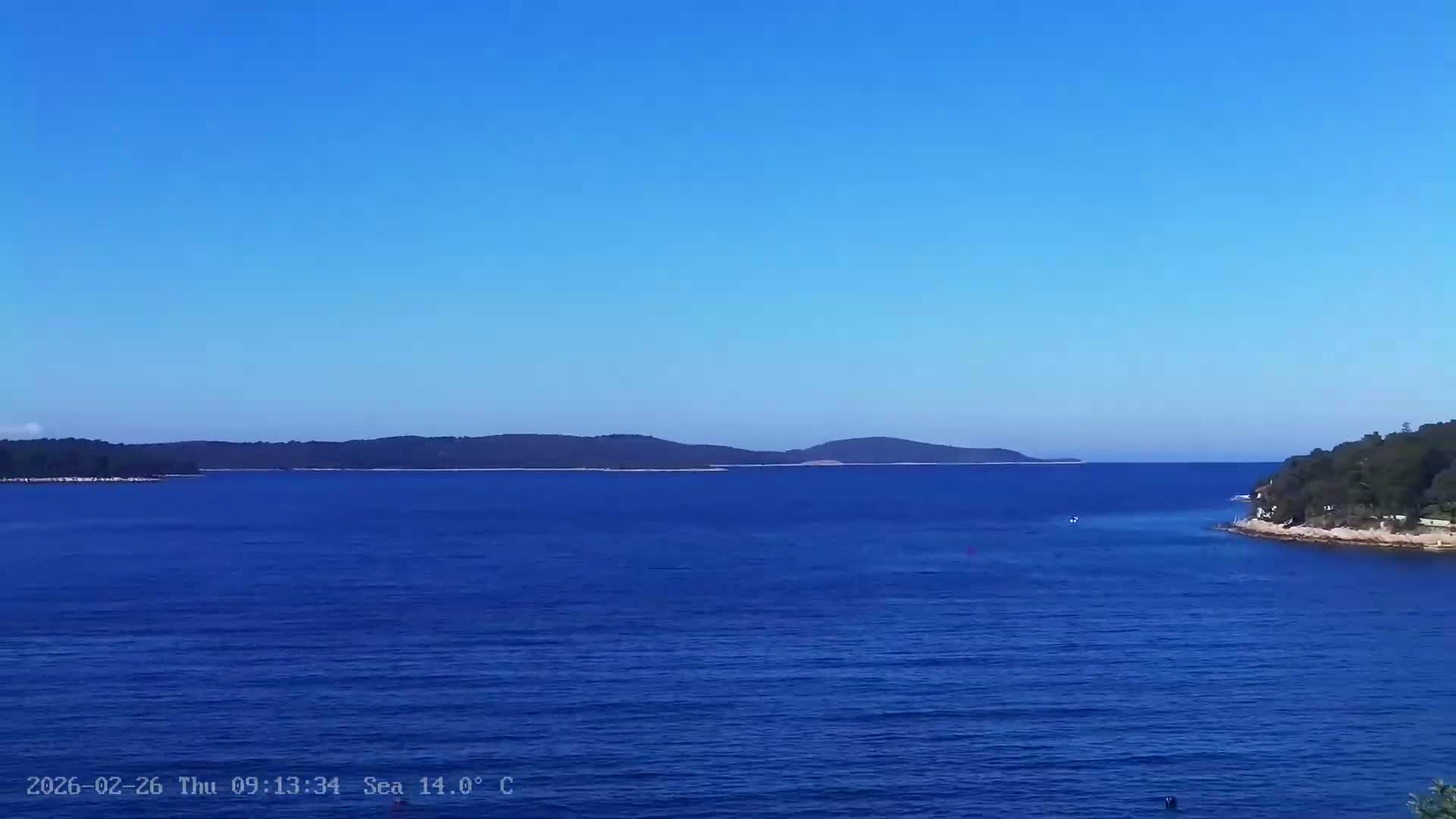 Dalmatia, Hvar Town  & Adriatic Coast Beach Kriza Panaromic Live Cam - Hvar, Grad Hvar, Split-Dalmatia, Croatia