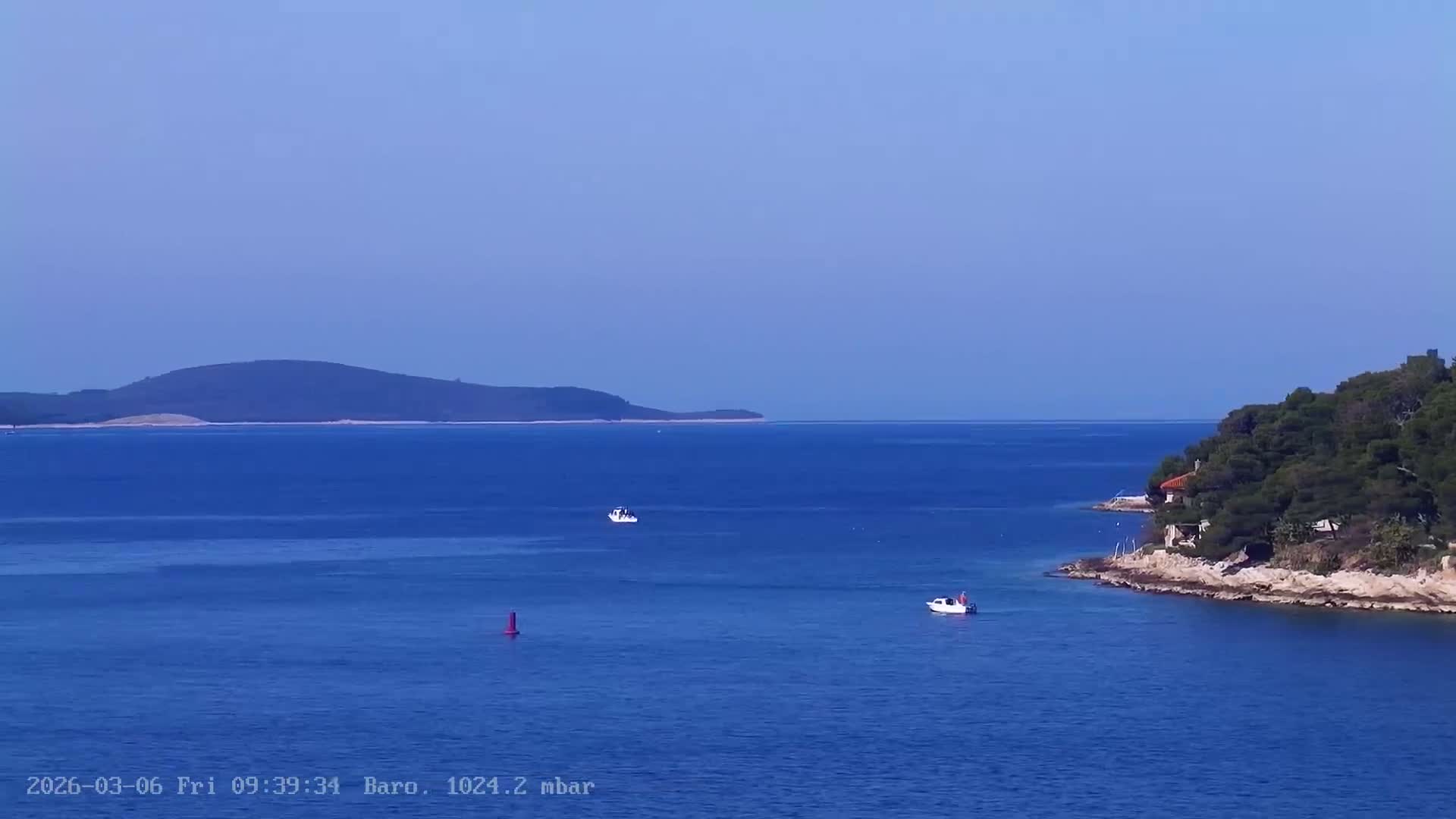 Dalmatia, Hvar Town  & Adriatic Coast Beach Kriza Panaromic Live Cam - Hvar, Grad Hvar, Split-Dalmatia, Croatia