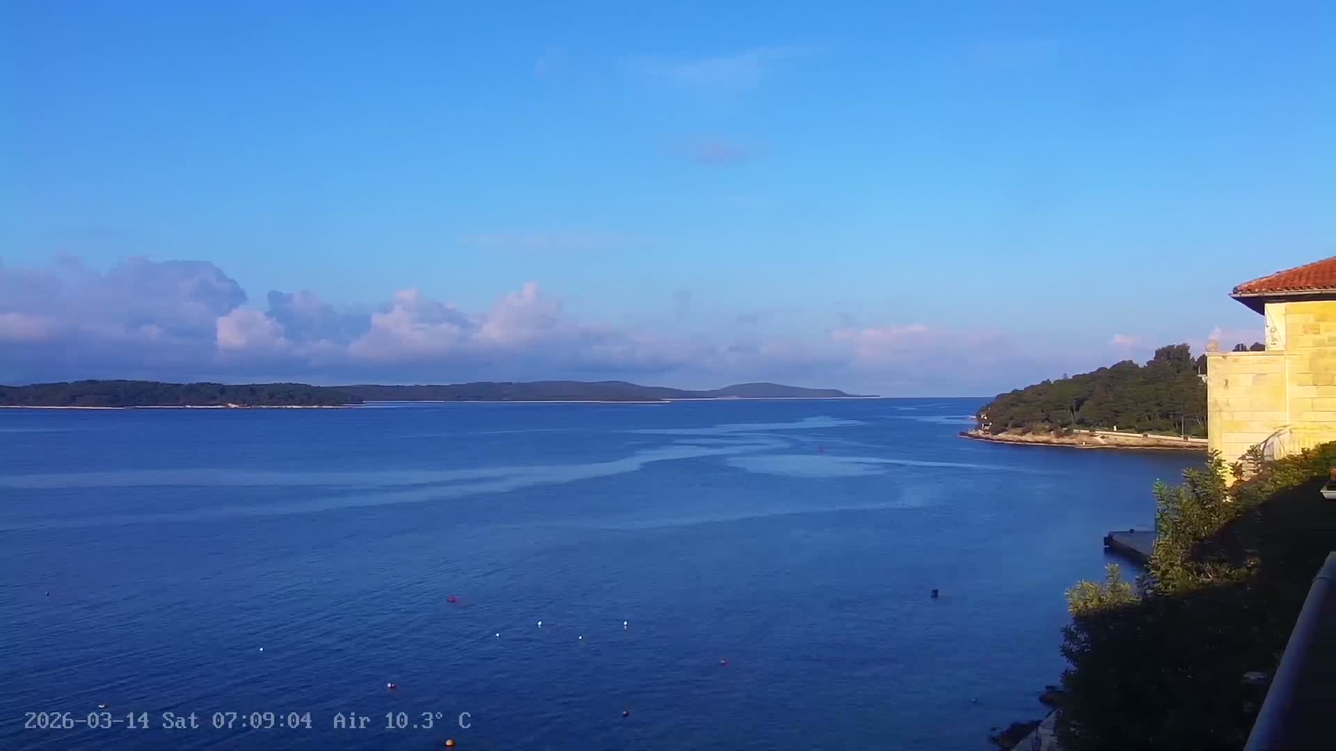 Dalmatia, Hvar Town  & Adriatic Coast Beach Kriza Panaromic Live Cam - Hvar, Grad Hvar, Split-Dalmatia, Croatia