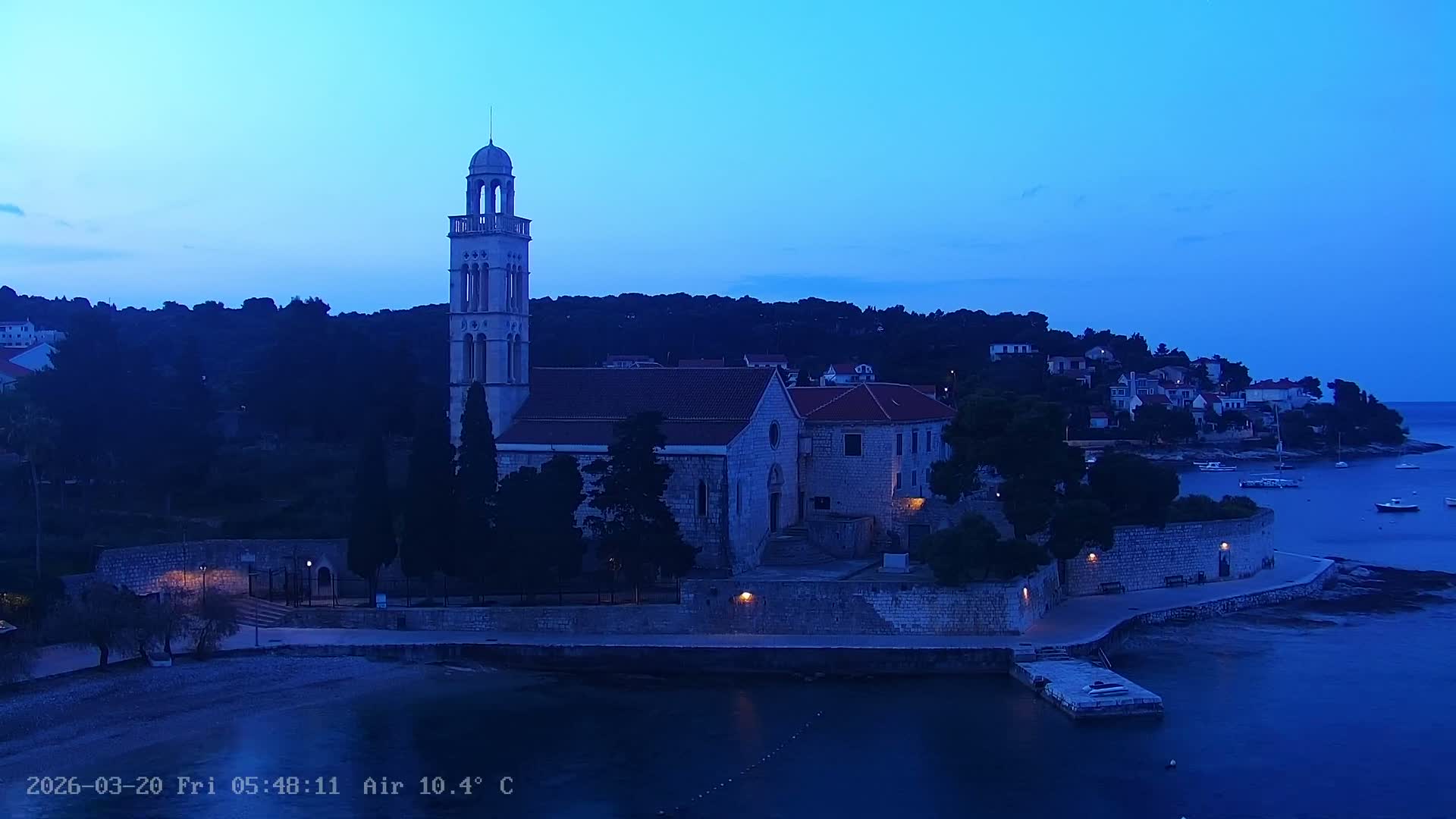 Dalmatia, Hvar Town  & Adriatic Coast Beach Kriza Panaromic Live Cam - Hvar, Grad Hvar, Split-Dalmatia, Croatia