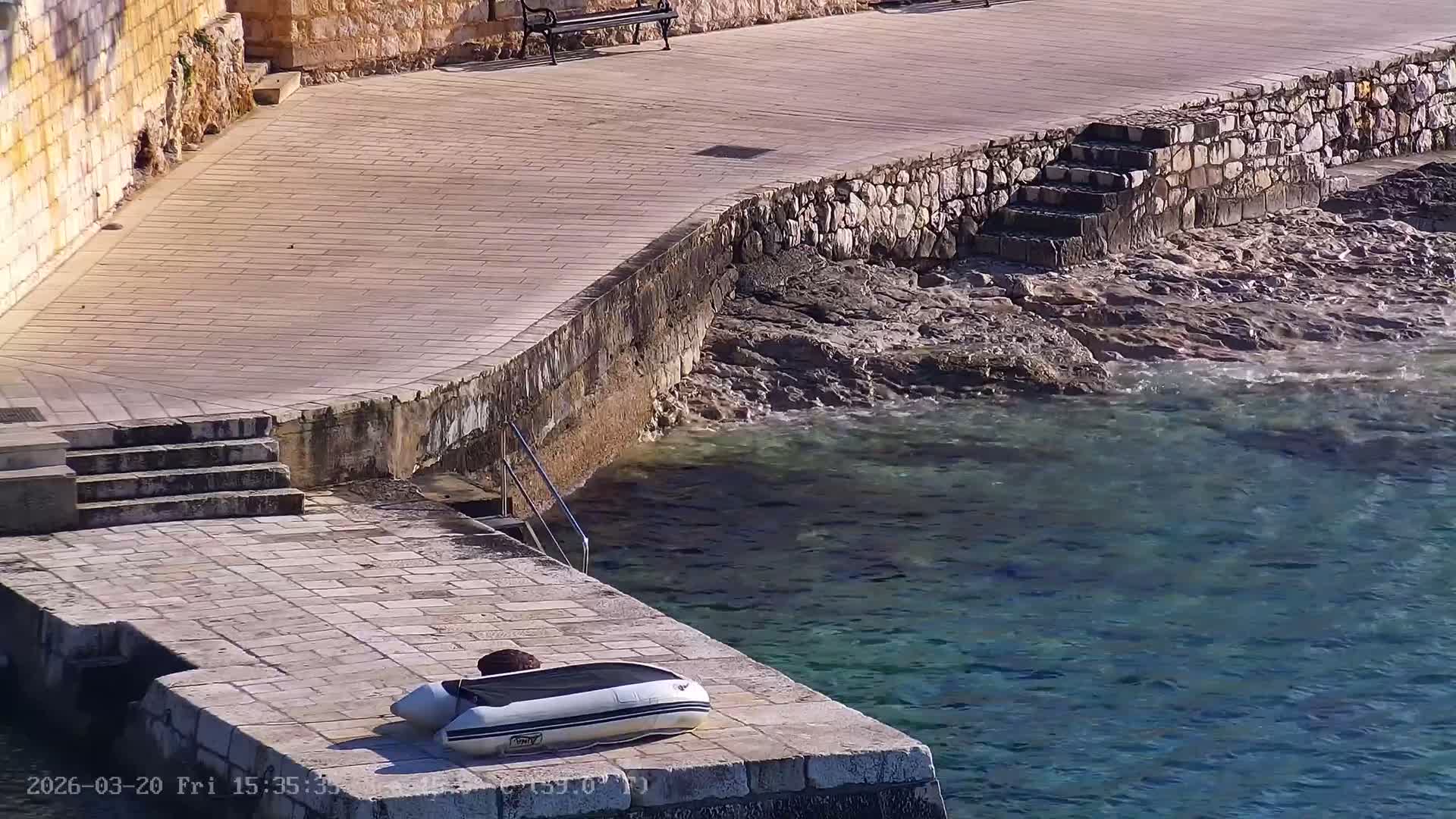 Dalmatia, Hvar Town  & Adriatic Coast Beach Kriza Panaromic Live Cam - Hvar, Grad Hvar, Split-Dalmatia, Croatia