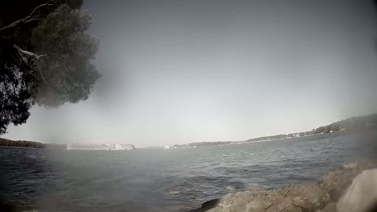 A blurry, out-of-focus image shows a mass of light and dark gray material.