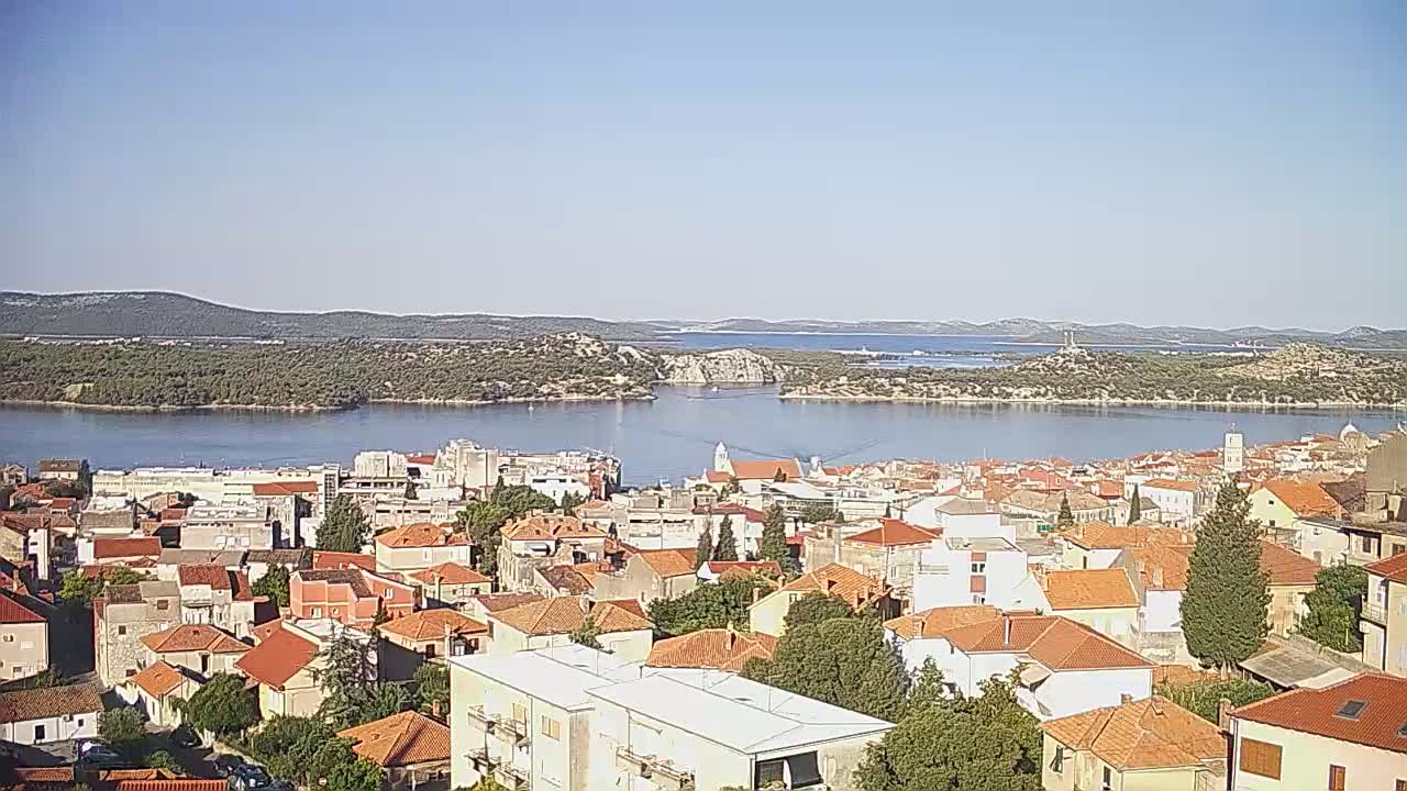 Šibenik City & Adriatic Dalmatia Coast Skyline Live Cam - Sibenik, Šibenik-Knin, Croatia