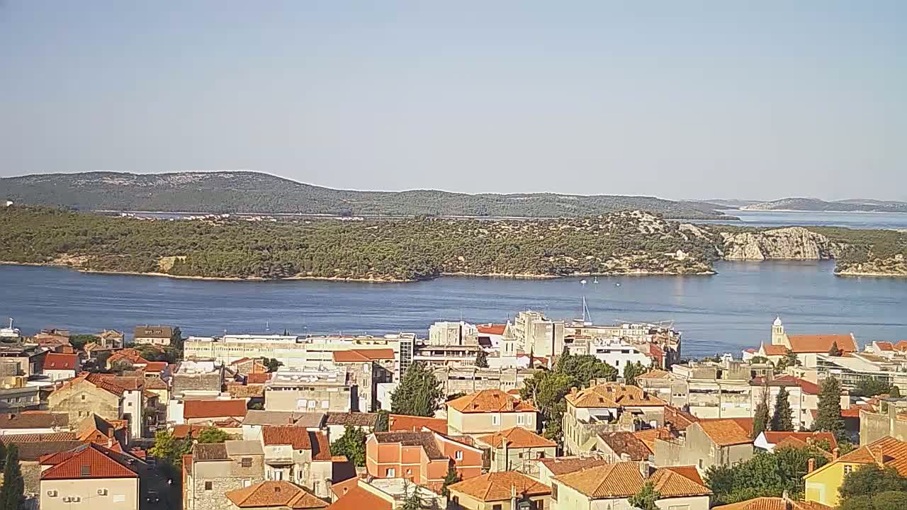 Šibenik City & Adriatic Dalmatia Coast Skyline Live Cam - Sibenik, Šibenik-Knin, Dalmatia, Croatia