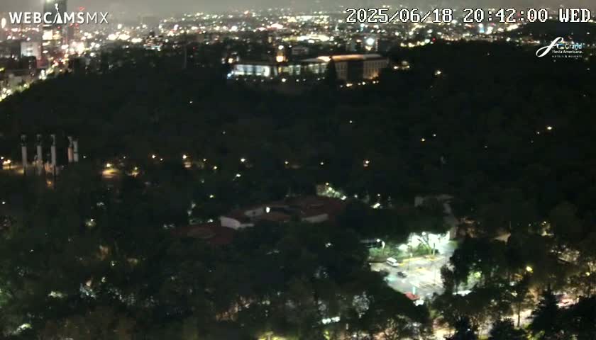 Ciudad de Mexico City - Miguel Hidalgo Castillo de Chapultepec Castle & Park Skylne Live Cam - Miguel Hidalgo, Ciudad de Mexico, Mexico 