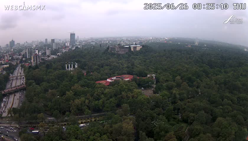 Ciudad de Mexico City - Miguel Hidalgo Castillo de Chapultepec Castle & Park Skylne Live Cam - Miguel Hidalgo, Ciudad de Mexico, Mexico 