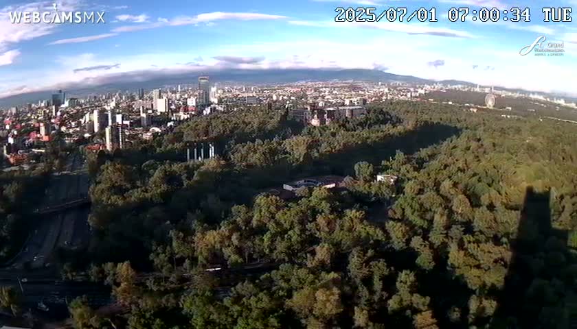 Ciudad de Mexico City - Miguel Hidalgo Castillo de Chapultepec Castle & Park Skylne Live Cam - Miguel Hidalgo, Ciudad de Mexico, Mexico 